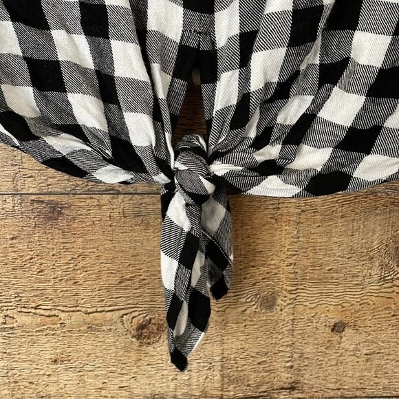 Madewell Button-Back Tie Tee in Buffalo Check White Black Size XXS - Picture 4 of 10